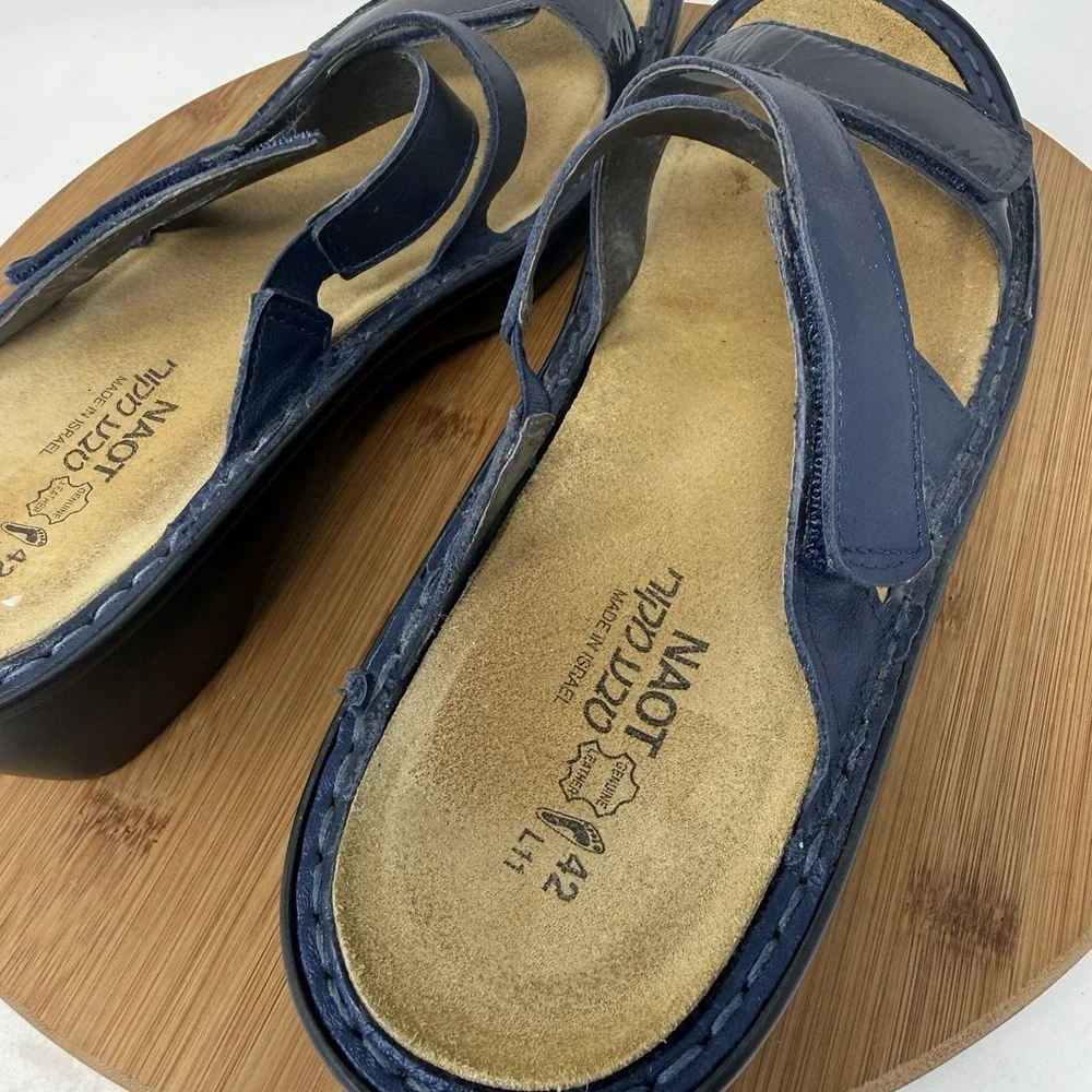 Naot Quito Navy Blue Wedge Sandals Comfort Slip On Vacation Womens 42 US 11